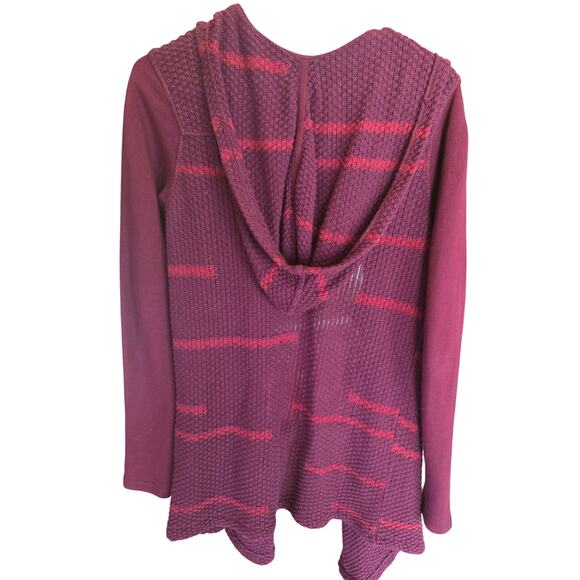 Lucky Brand Cardigan Sweater S Womens Knit Boho Hooded Lagen Look Striped - Picture 4 of 4